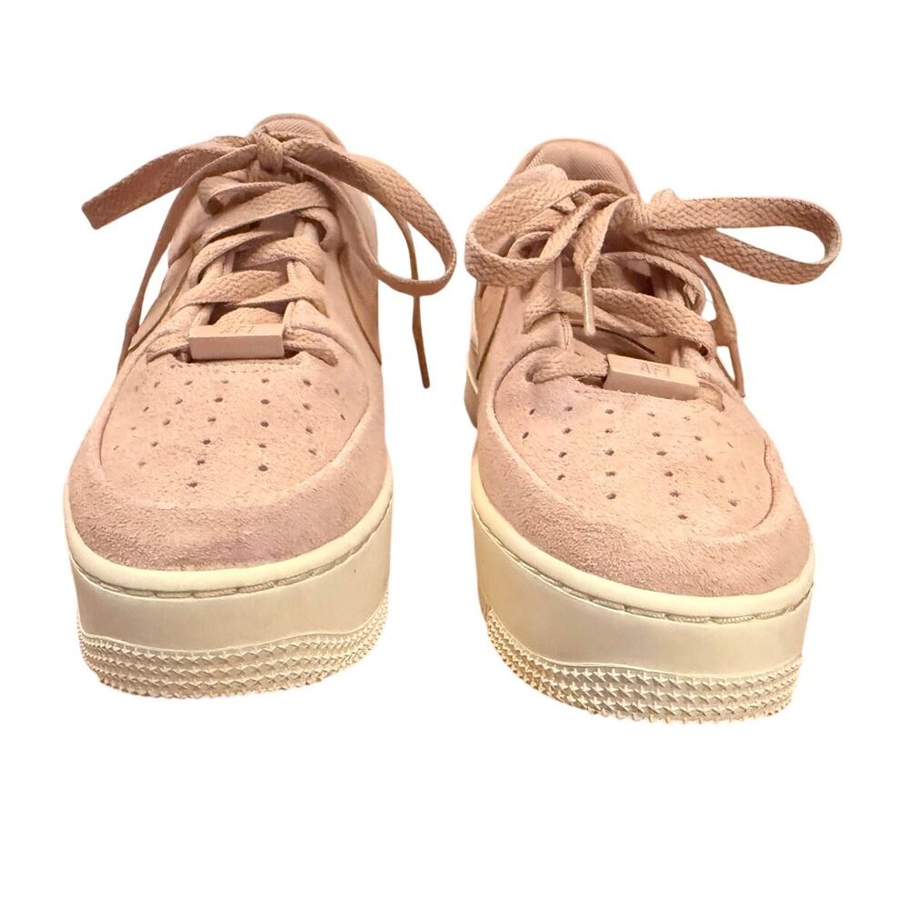Nike Air Force 1 Sage Low Suede Pink Platform Sneakers Size 8 - Picture 5 of 9